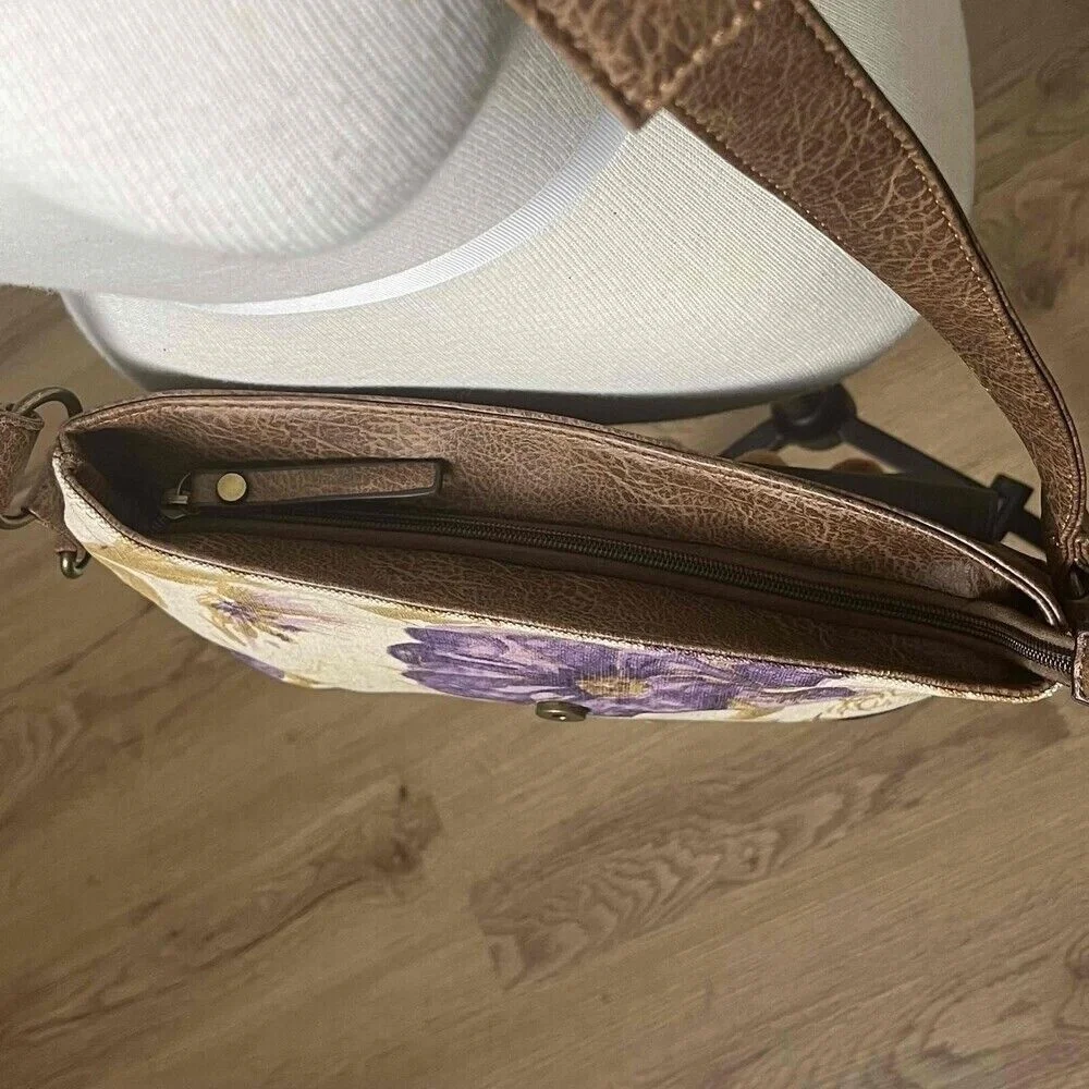 Meli Melo Paris Cream Purple Pink Floral Purse Crossbody Bag‎